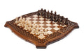 Luxury Armenian wooden chess set with braid pattern and incrustation