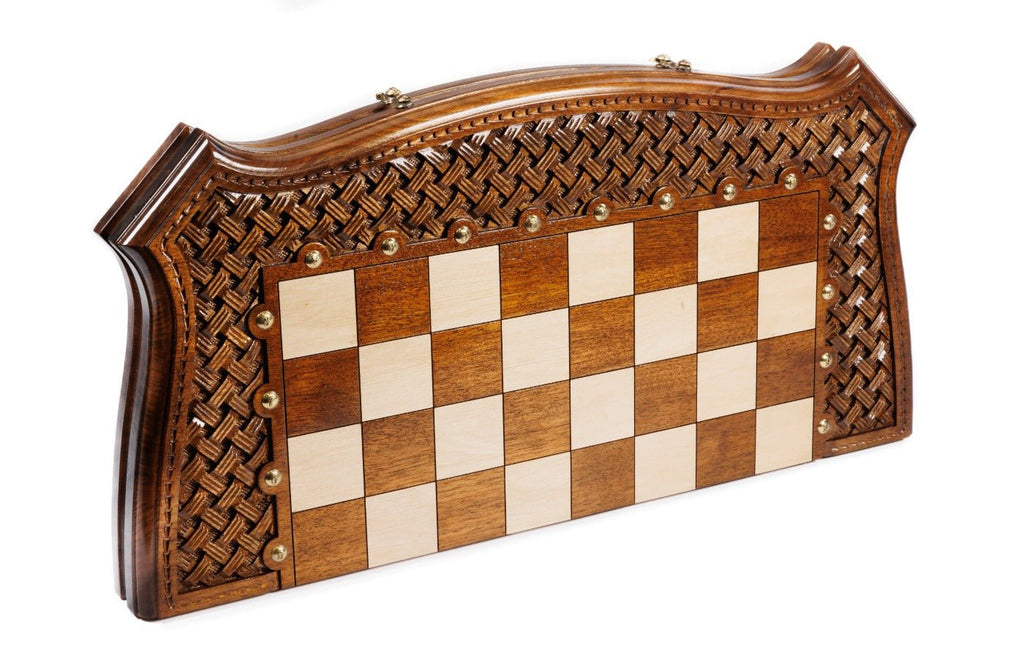 Ornamental Carved Wooden Chess Set & Backgammon 60 cm | 24.7" - Unumperfectus