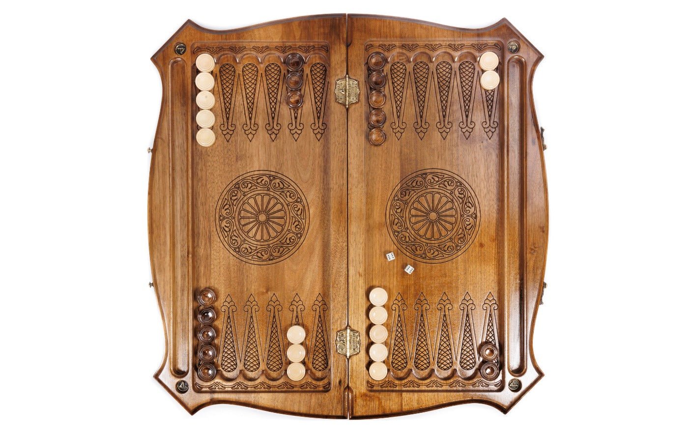 Ornamental Carved Wooden Chess Set & Backgammon 60 cm | 24.7" - Unumperfectus