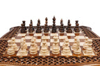 Ornamental Carved chess and backgammon set - board surface detail