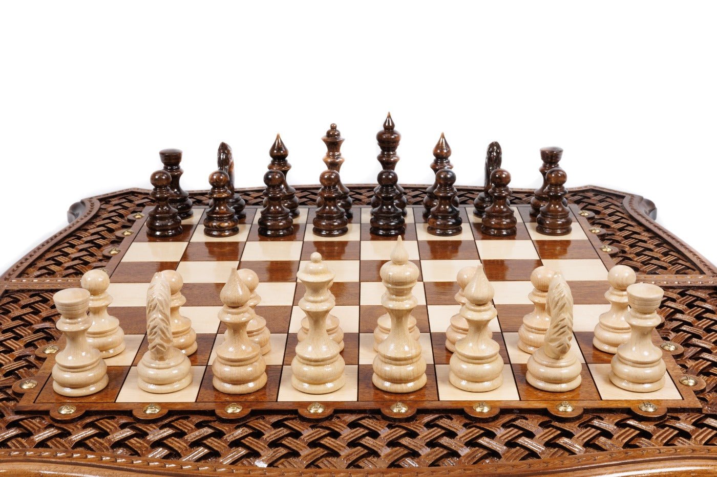 Ornamental Carved Wooden Chess Set & Backgammon 60 cm | 24.7" - Unumperfectus