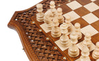 Ornamental Carved chess and backgammon set - detail of the carved border