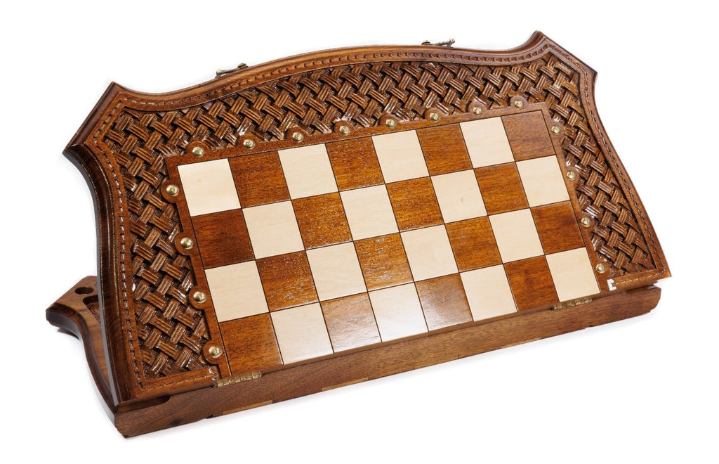 Ornamental Carved Wooden Chess Set & Backgammon 60 cm | 24.7" - Unumperfectus