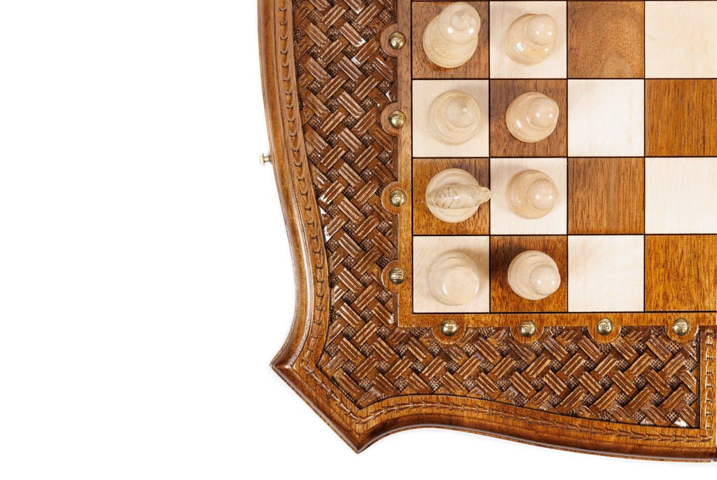 Ornamental Carved Wooden Chess Set & Backgammon 60 cm | 24.7" - Unumperfectus