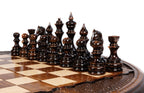 Carved Circular chess set - board surface detail