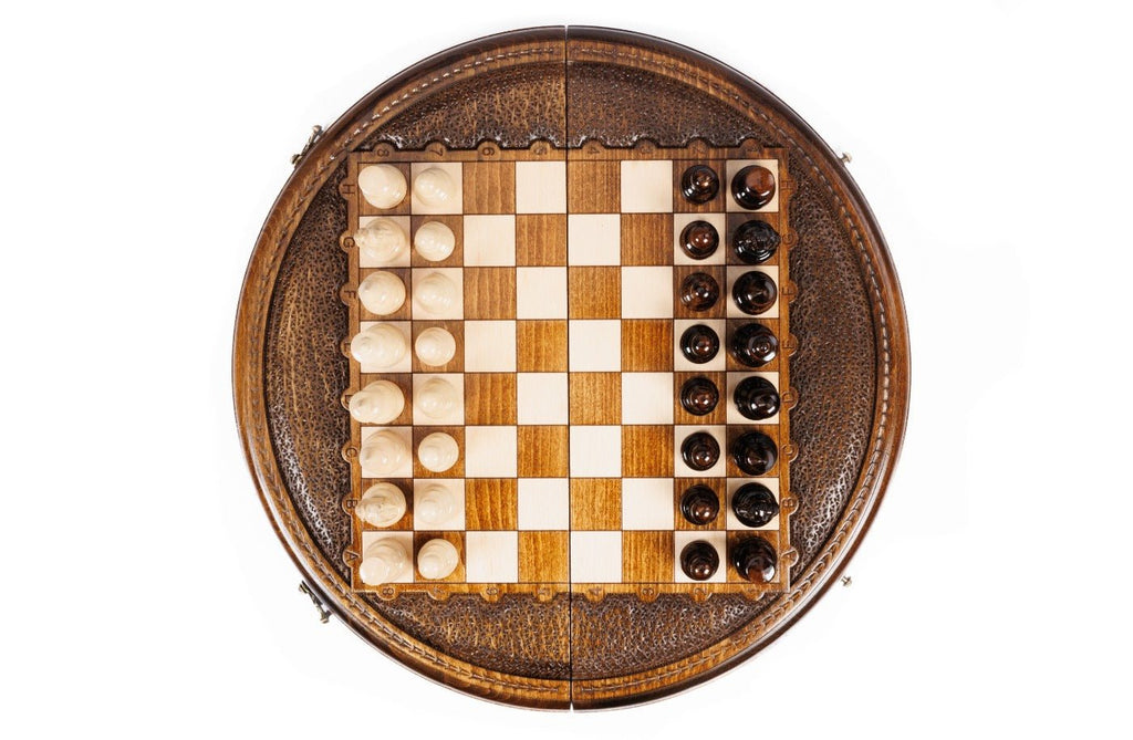 Wooden Carved Chess Set - Circular 40 cm | 15.6" - Unumperfectus