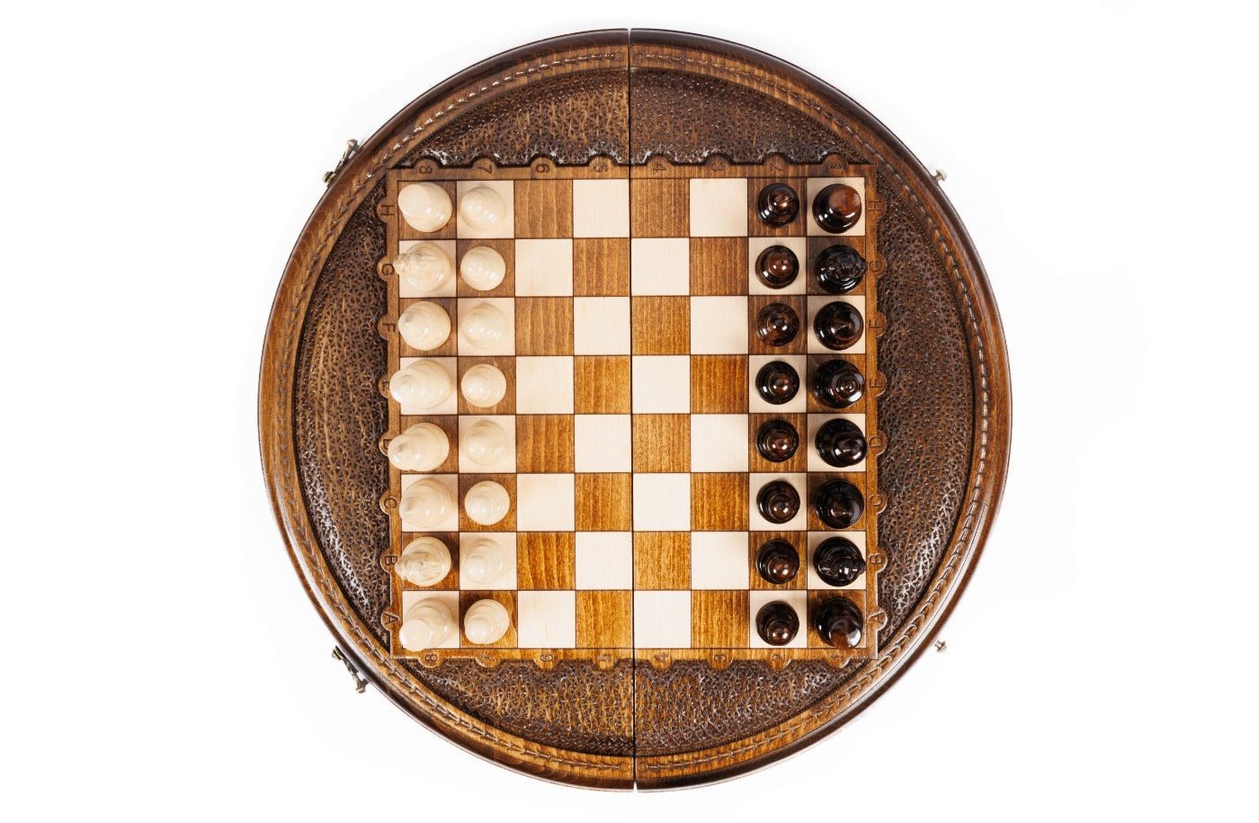 Wooden Carved Chess Set - Circular 40 cm | 15.6" - Unumperfectus
