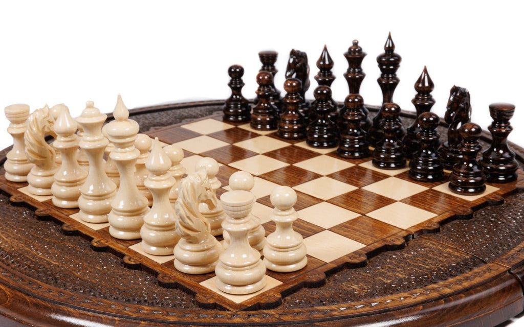Handcrafted Armenian chess board elegant circular geometric style
