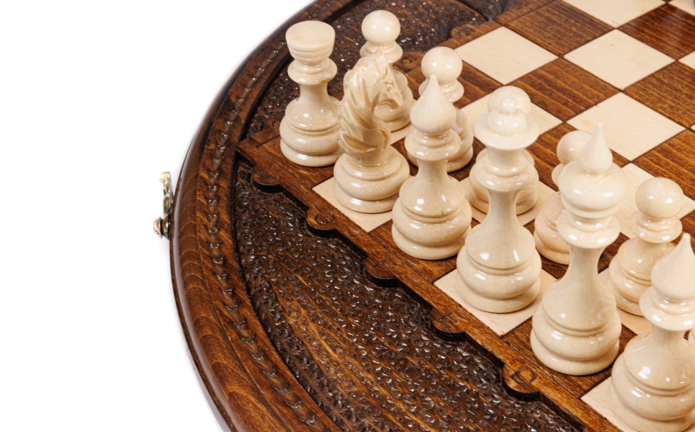Wooden Carved Chess Set - Circular 40 cm | 15.6" - Unumperfectus