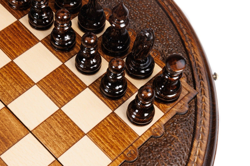 Wooden Carved Chess Set - Circular 40 cm | 15.6" - Unumperfectus
