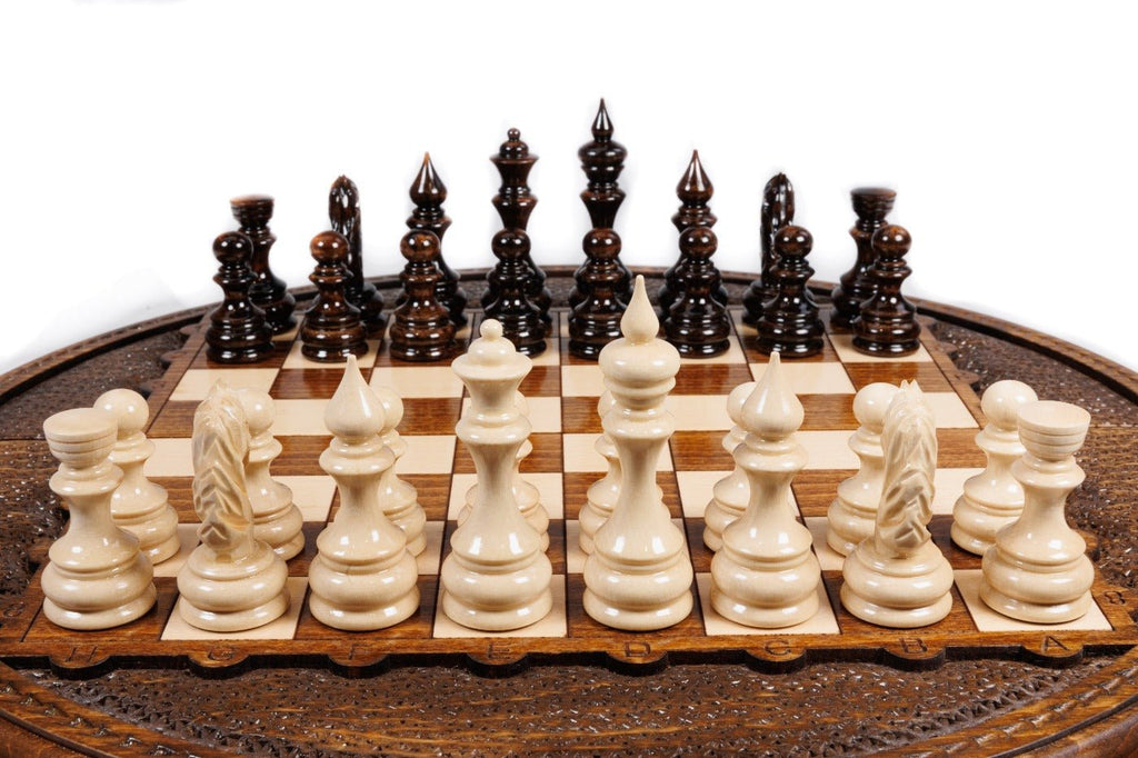 Wooden Carved Chess Set - Circular 40 cm | 15.6" - Unumperfectus