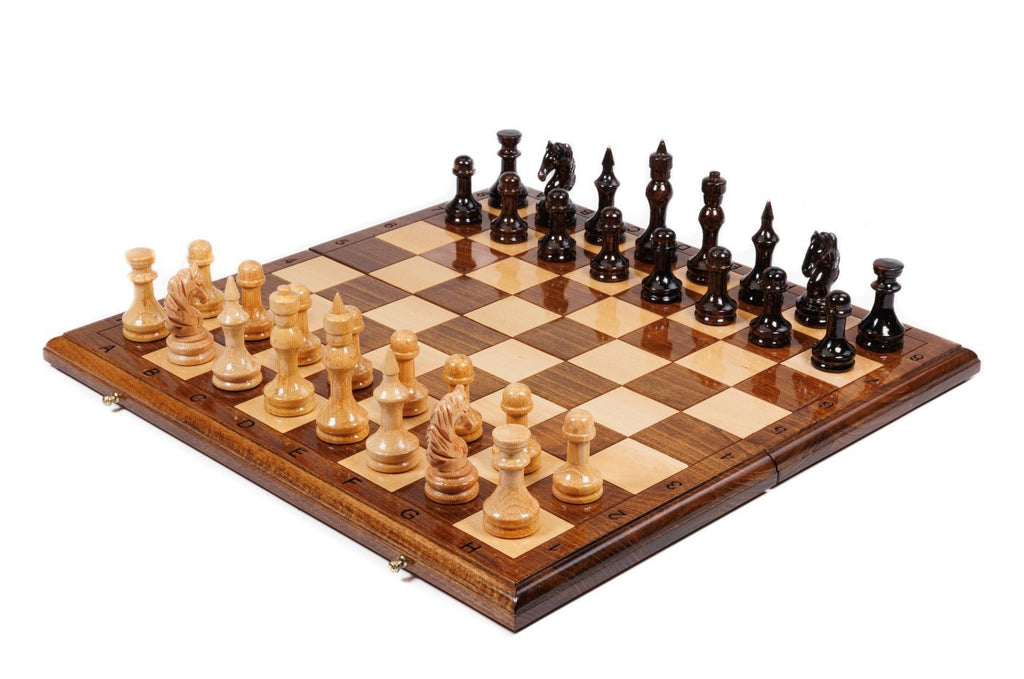 Medium handmade classic chess set with expanded playing field 19.7 inch