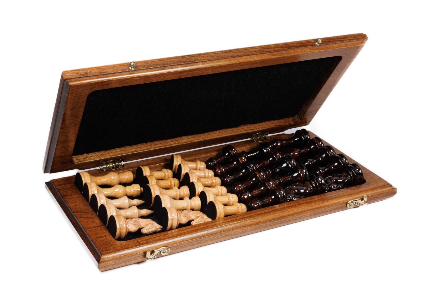 Handcrafted chess set with extended board design and elegant classic styling