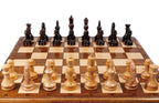 Classic chess set - close-up of hand-carved chess pieces
