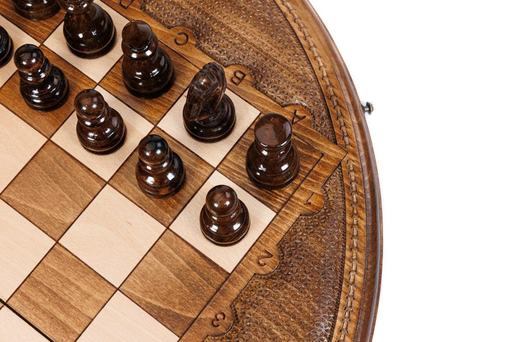 Wooden Carved Chess Set - Circular 50 cm | 19.7" - Unumperfectus
