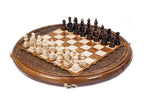 Luxury Armenian circular wooden chess set handcrafted design