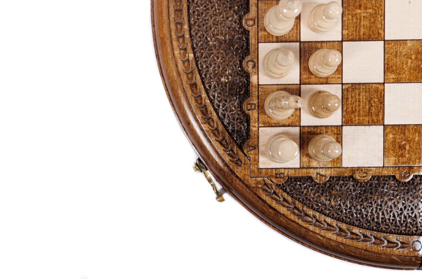 Wooden Carved Chess Set - Circular 30 cm |11.8" - Unumperfectus