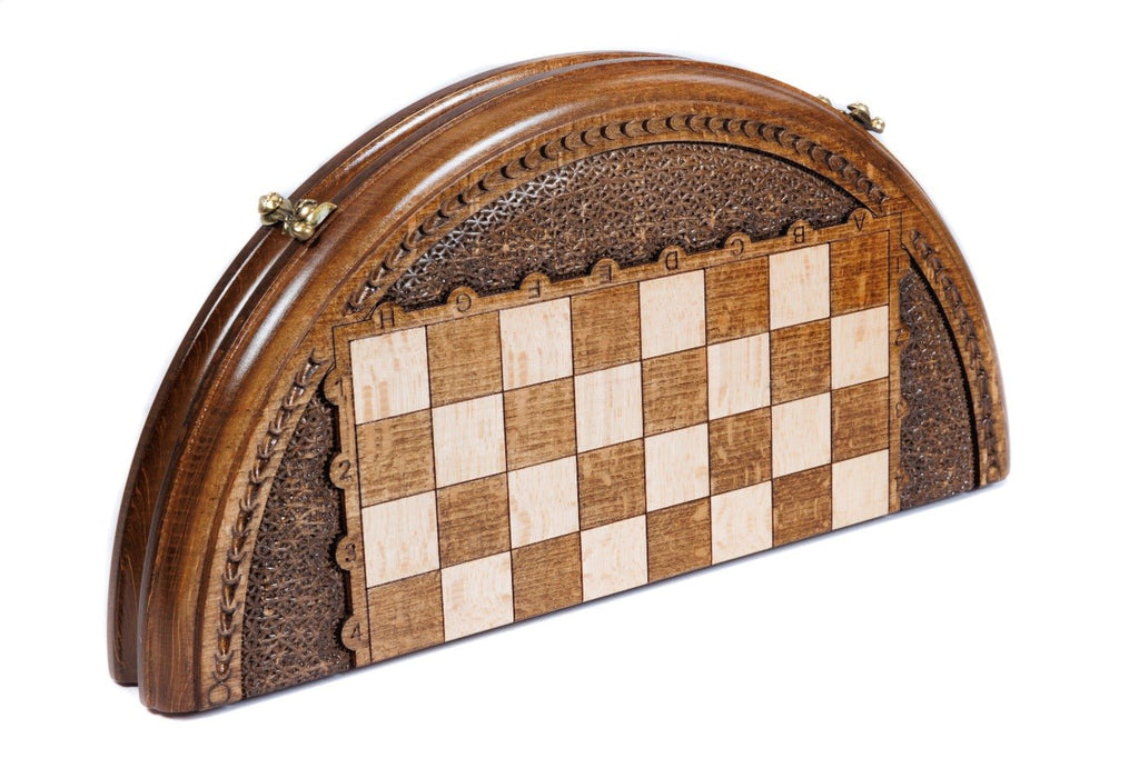 Wooden Carved Chess Set - Circular 30 cm |11.8" - Unumperfectus