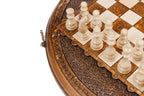 Carved Circular chess set - carrying case included
