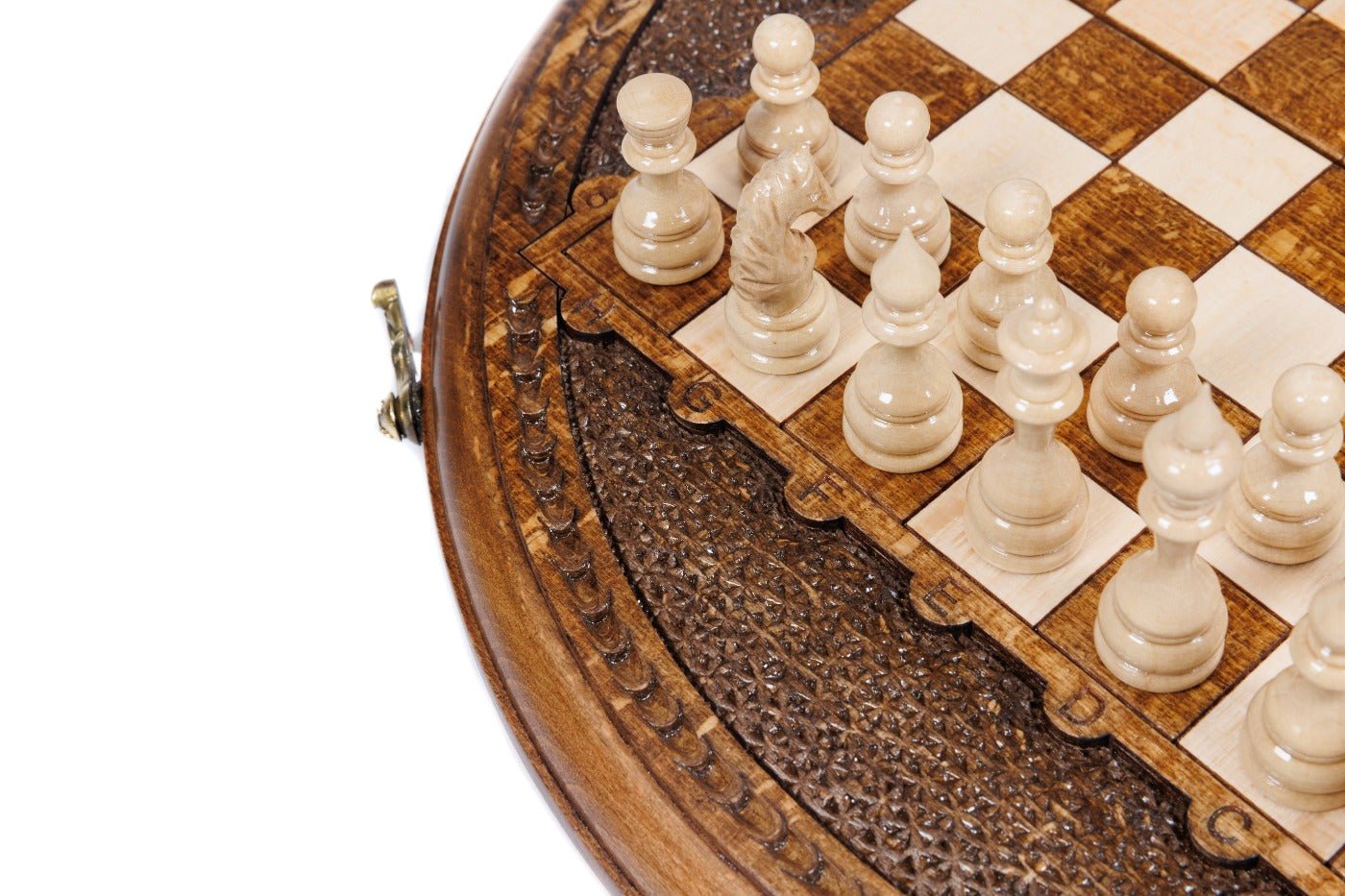 Wooden Carved Chess Set - Circular 30 cm |11.8" - Unumperfectus