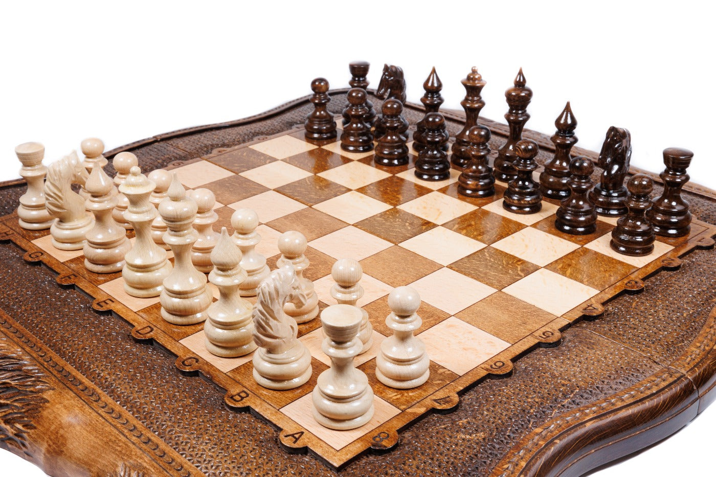 Chess Set with Mount Ararat Wooden Board - Unumperfectus