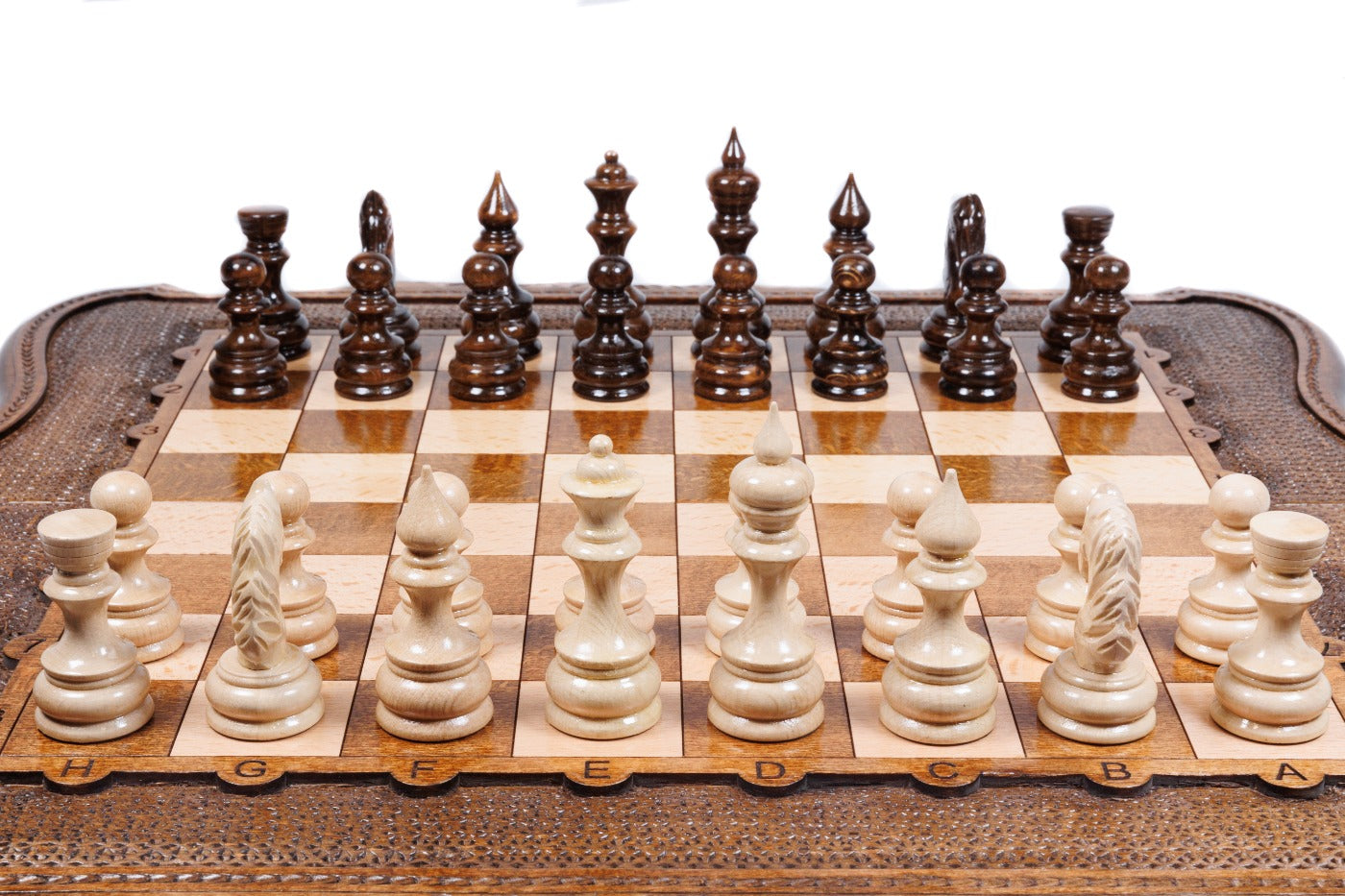 Chess Set with Mount Ararat Wooden Board - Unumperfectus