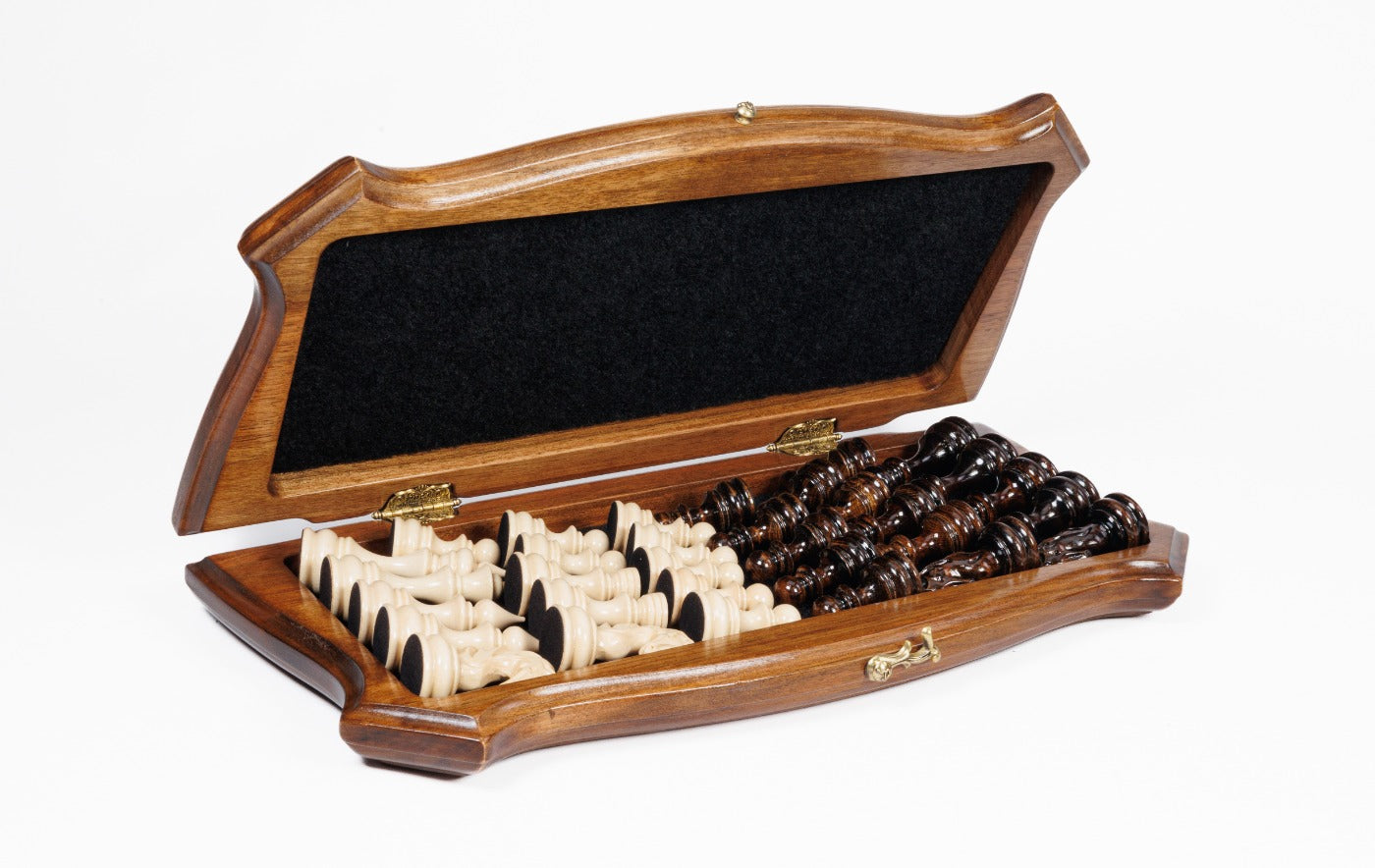 modern epoxy chess set carved from solid walnut wood