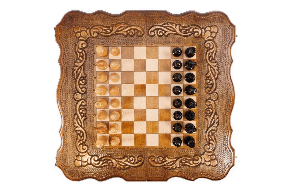 Ornamental Classic Chess Set & Backgammon Board 23.6" | 60 cm - LionLaurel
