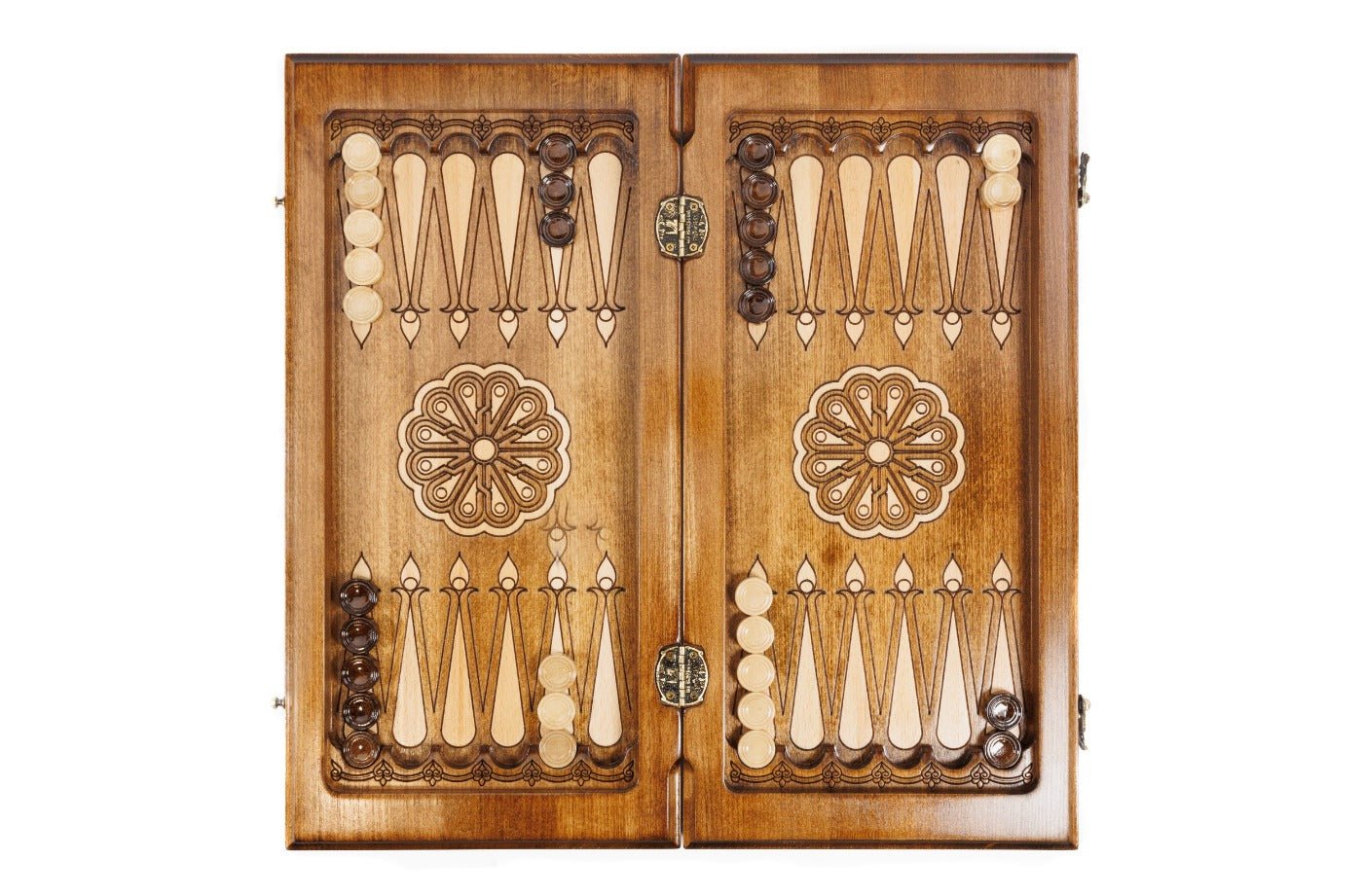 Classic Carved Chess Set & Backgammon Board With Ornament 19.7" | 50 cm - Unumperfectus