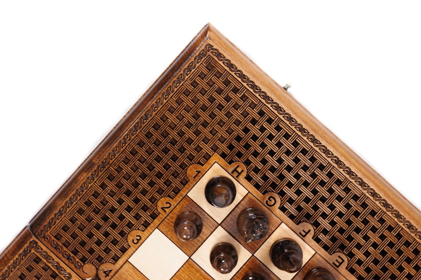 Classic Carved Chess Set & Backgammon Board With Ornament 19.7" | 50 cm - Unumperfectus