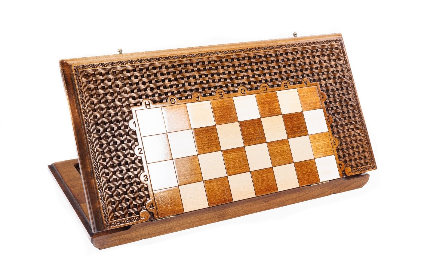 Classic Carved Chess Set & Backgammon Board With Ornament 19.7" | 50 cm - Unumperfectus
