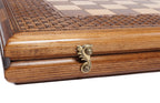 Classic Carved Ornament chess and backgammon set - corner detail of the board