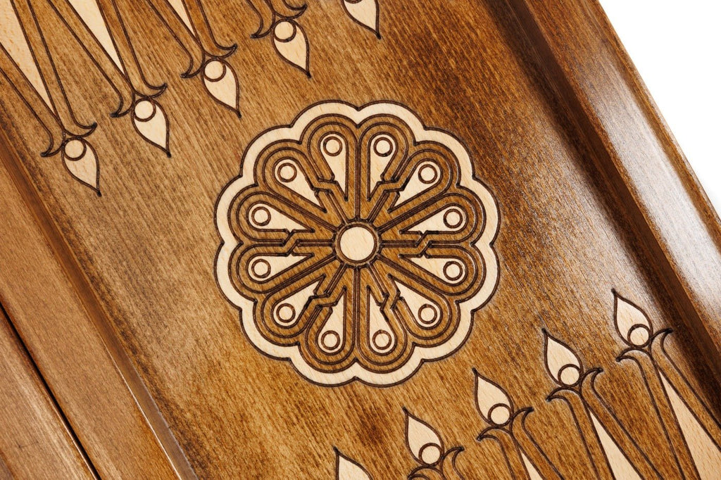 Classic Carved Chess Set & Backgammon Board With Ornament 19.7" | 50 cm - Unumperfectus