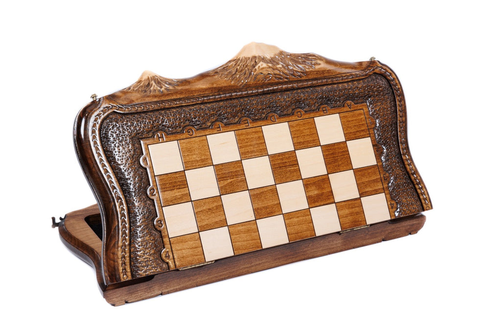 Mount Ararat Outline Chess Set – Wooden Chess Board