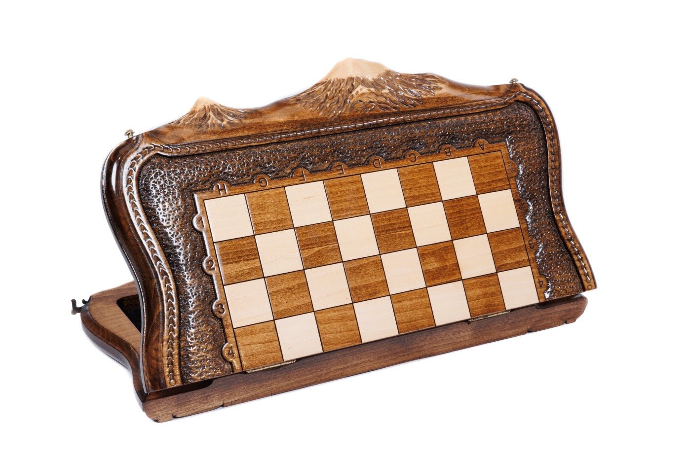 Mount Ararat Outline Chess Set – Wooden Chess Board - Unumperfectus