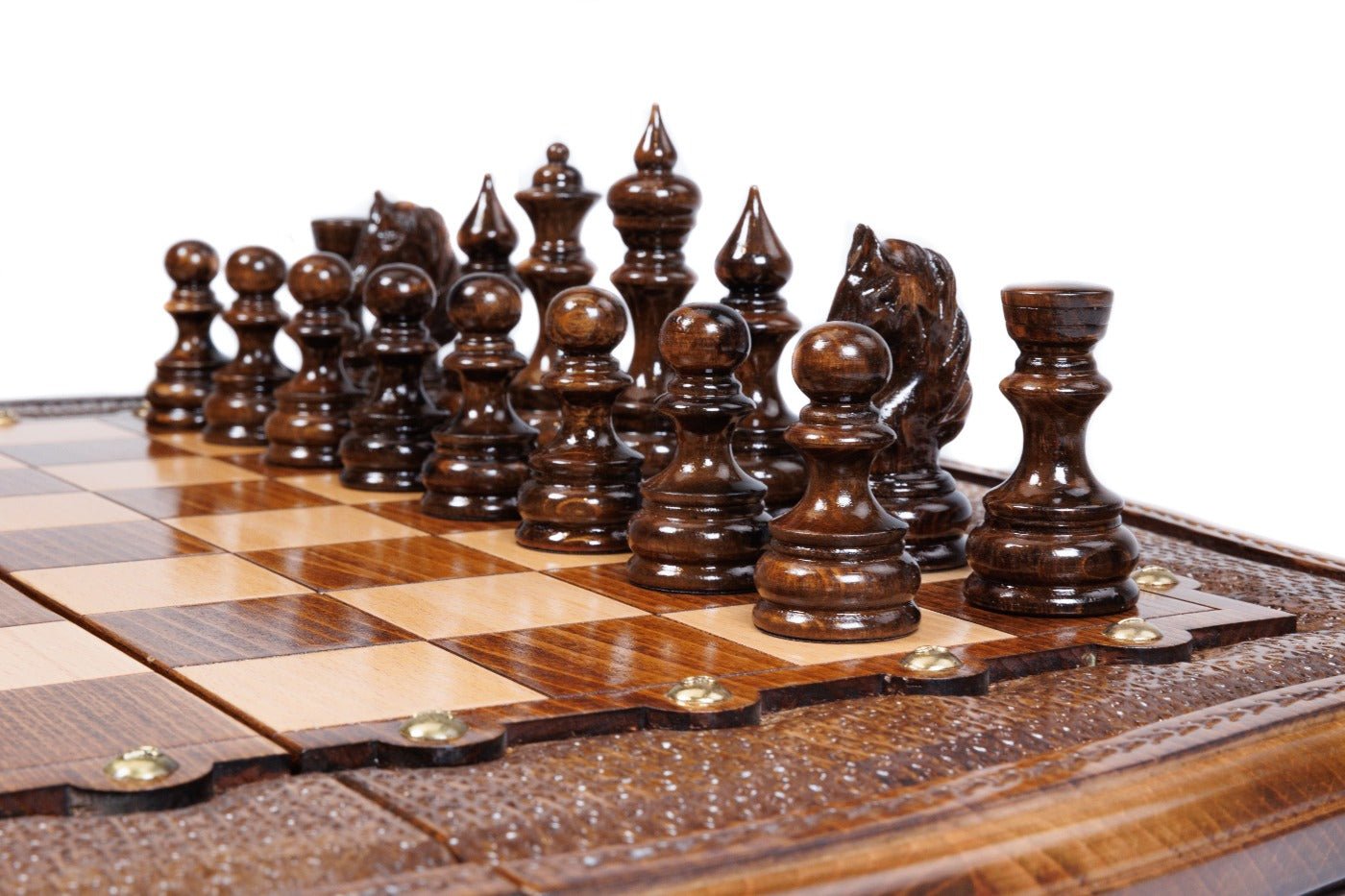 Wooden Chess Set With Contour Outline 60 cm | 24.7" - Unumperfectus
