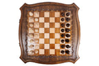 Contour Outline chess set - close-up of hand-carved chess pieces