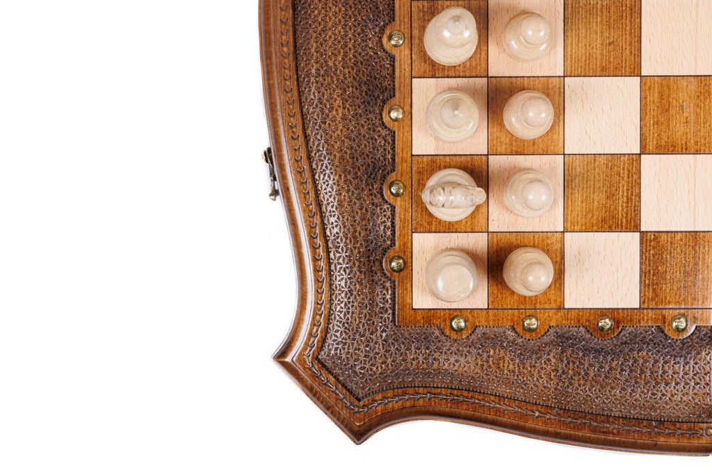 Wooden Chess Set With Contour Outline 60 cm | 24.7" - Unumperfectus