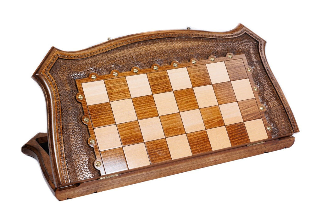 Wooden Chess Set With Contour Outline 60 cm | 24.7" - Unumperfectus