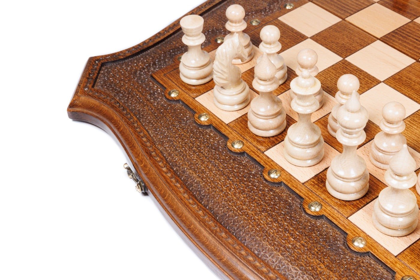 Wooden Chess Set With Contour Outline 60 cm | 24.7" - Unumperfectus