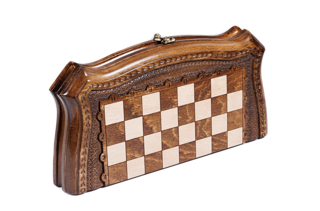 Wooden Chess Set With Contour Outline 30 cm | 11.8" - Unumperfectus
