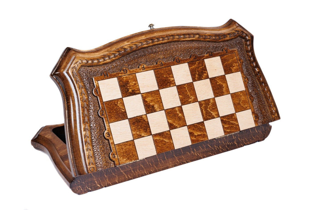 Wooden Chess Set With Contour Outline 30 cm | 11.8" - Unumperfectus