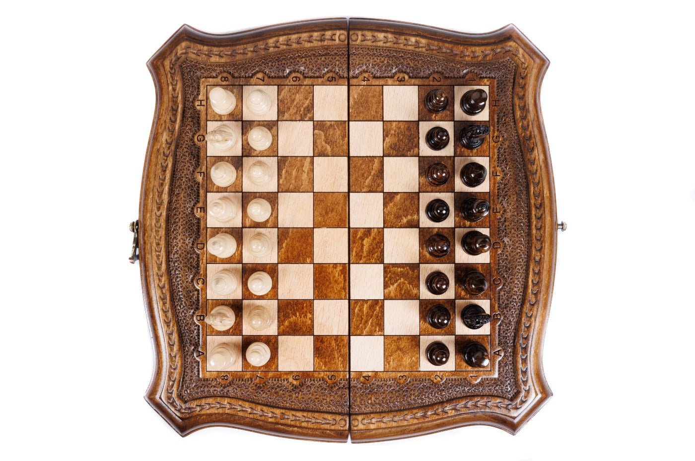 Wooden Chess Set With Contour Outline 30 cm | 11.8" - Unumperfectus