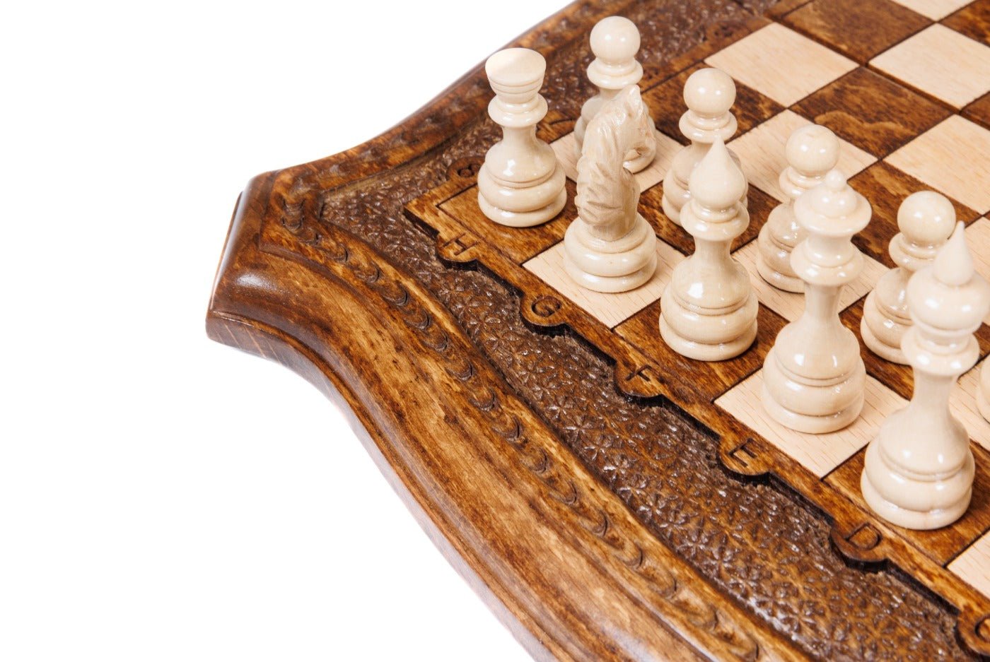 Wooden Chess Set With Contour Outline 30 cm | 11.8" - Unumperfectus