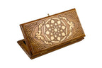 Wooden backgammon board ornamental motif design 11.8 inch