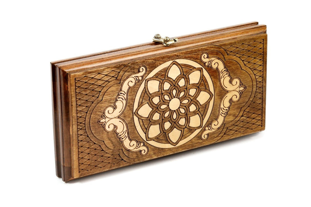 Wooden Backgammon Board Ornamental Motif 11.8" | 30 cm - Unumperfectus