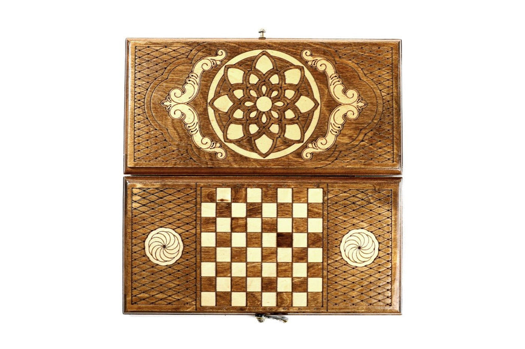 Wooden Backgammon Board Ornamental Motif 11.8" | 30 cm - Unumperfectus