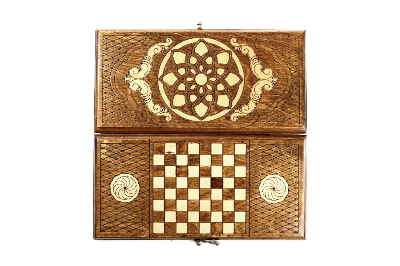 Wooden Backgammon Board Ornamental Motif 11.8" | 30 cm - Unumperfectus