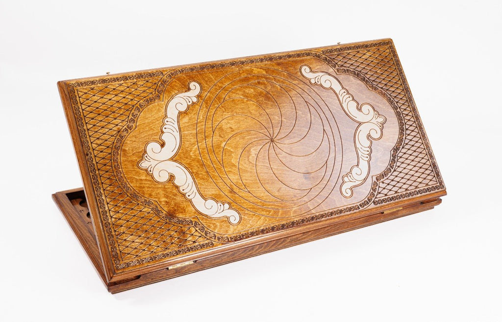 Wooden backgammon board Eternity design 23.6 inch