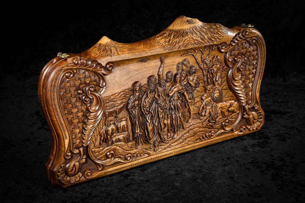 Noah Backgammon with Inlay & Copyrighted Mount Ararat Outline 60 cm | 23.6"